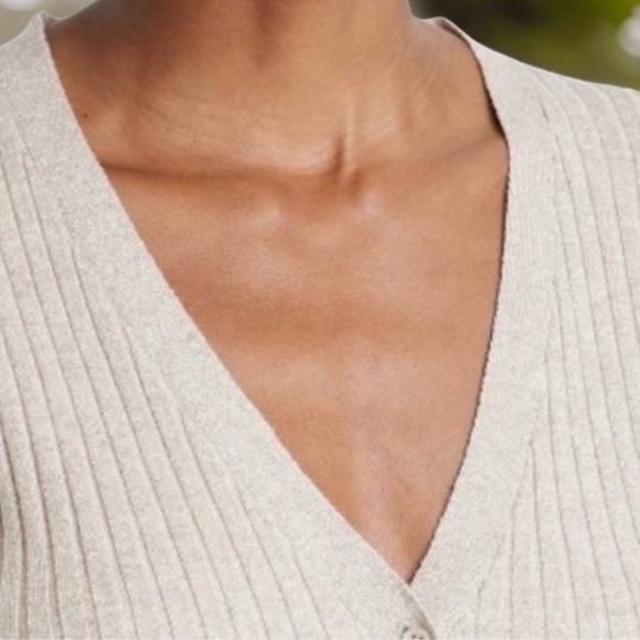 🤎 a new day Light Beige Gold Metallic Ribbed Cardigan Size Large - Picture 3 of 6